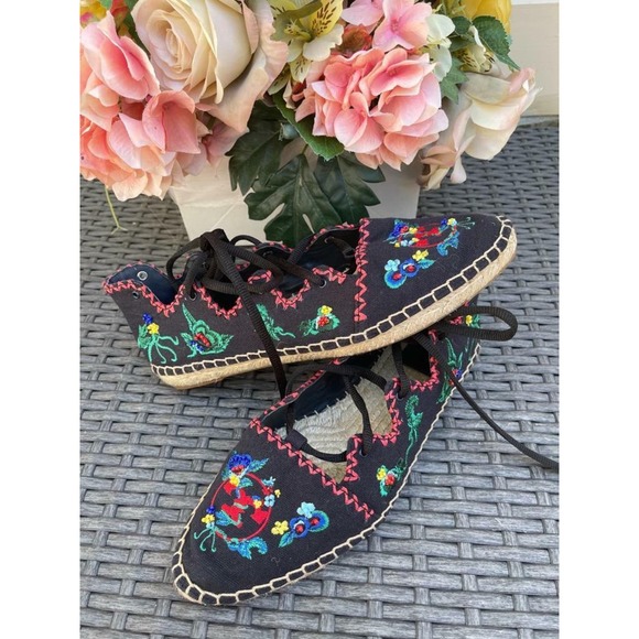 NWOB Tory Burch Sonoma Embroidered lace-up espadrille size 7.5 (shoe900 - Picture 1 of 7